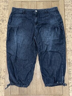 LOGO by Lori Goldstein Wide Leg Crop Jeans w/ Ties Dark Wash